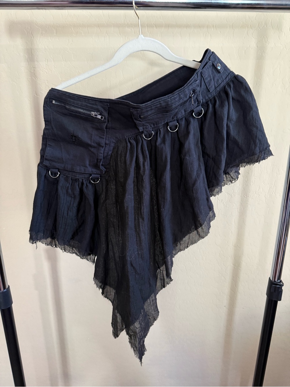 Dolls Kill Black Asymmetrical Layered Mini Skirt - Picture 2 of 2